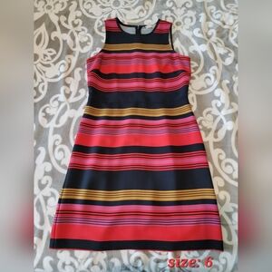 Striped Sleeveless Dress - Black, Pink, Gold